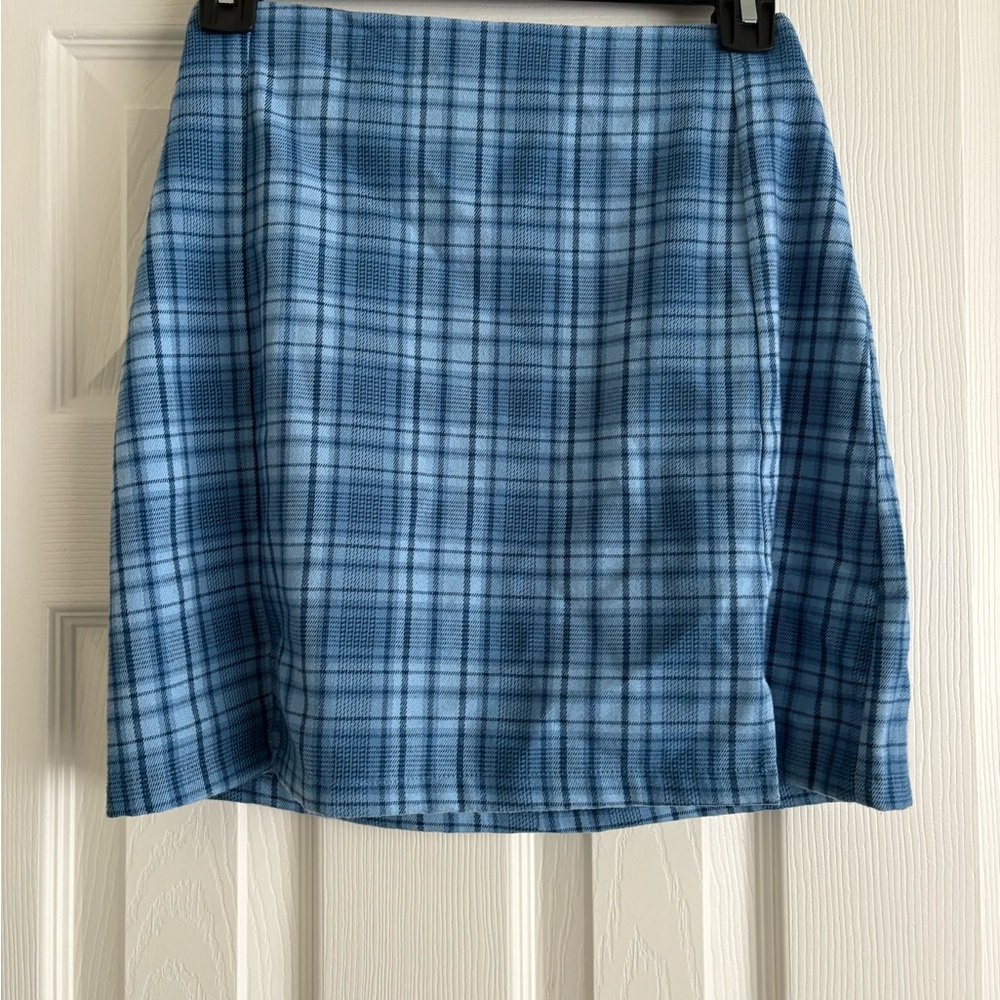 Brandy Melville Blue plaid Mini Skirt